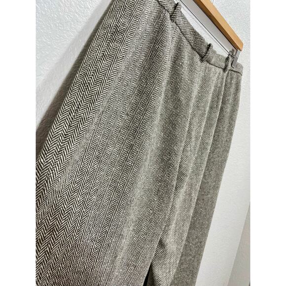 Vintage 90s Carlisle Wool Straight Leg Trouser Brown & Cream Harringbone Sz 18 - Picture 6 of 10